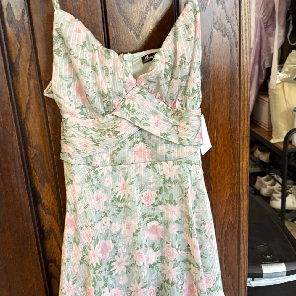 Anthropologie Pink and Green Floral Dress NWT